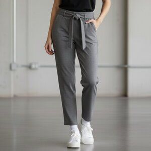 Aritzia Wilfred Jallade Pants Tie Front Heathered Grey High Rise Waist Trousers